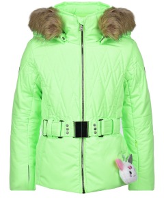 Куртка салатового цвета с отделкой эко-мехом Poivre Blanc детская