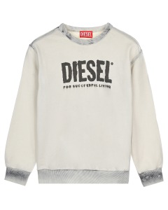 Белый свитшот с черным лого Diesel