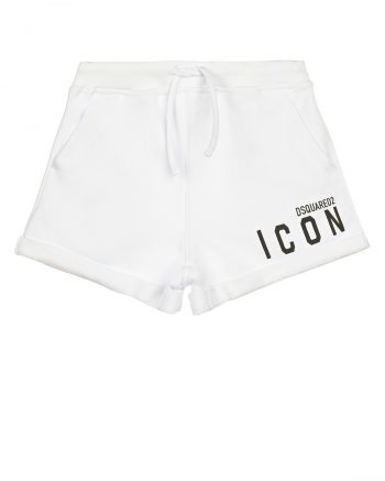 Белые шорты с принтом "ICON" Dsquared2