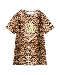 Леопардовая футболка с лого Roberto Cavalli