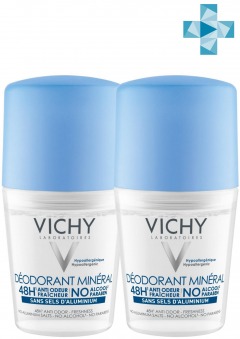 Vichy Комплект Минеральный дезодорант без солей алюминия 48 часов свежести,2 шт. по 50 мл (Vichy, Deodorant)