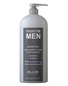 Ollin Professional Освежающий шампунь для волос и тела, 1000 мл (Ollin Professional, Premier for men)