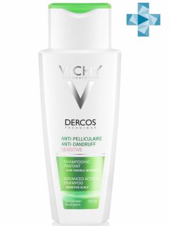 Vichy Интенсивный шампунь-уход против перхоти для чувствительной кожи головы, 200 мл (Vichy, Dercos)