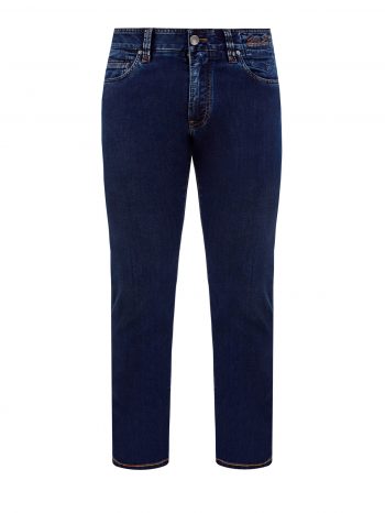 Окрашенные вручную джинсы из хлопкового и шелкового денима