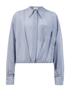 Укороченная рубашка из органзы Shadow Stripe с деталью Мониль