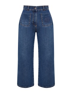 Укороченные джинсы с накладными карманами и вышитым логотипом