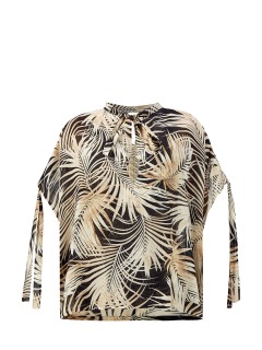 Легкая блуза из вискозы и шелка с тропическим принтом