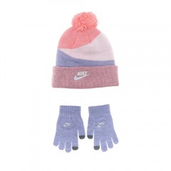 Шапка и перчатки Nike Heather Block Pom Beanie Set